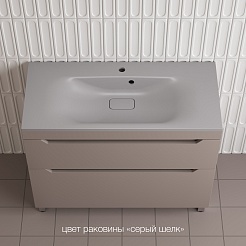 Style Line Тумба с кварцевой раковиной серый шелк Остин 100 тауп темный – фотография-2